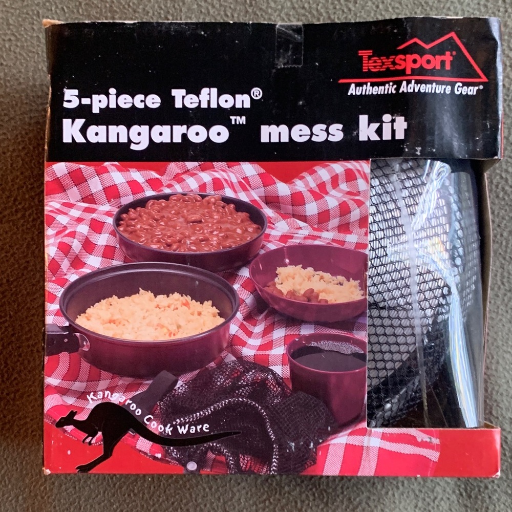 NIB Texsport 5-piece Teflon Kangaroo mess kit. Item number 13444.